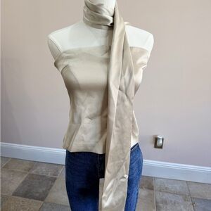 Champagne Satin Strapless Top with Scarf Detail (NWT)